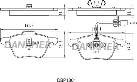 Danaher DBP1801 - Kit pastiglie freno, Freno a disco autozon.pro