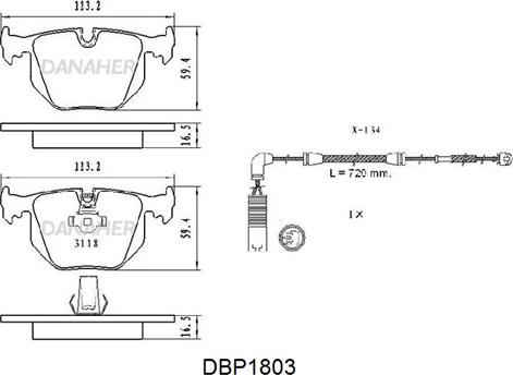 Danaher DBP1803 - Kit pastiglie freno, Freno a disco autozon.pro