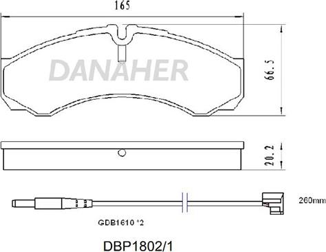 Danaher DBP1802/1 - Kit pastiglie freno, Freno a disco autozon.pro