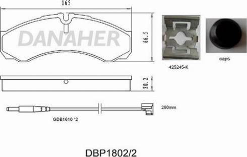 Danaher DBP1802/2 - Kit pastiglie freno, Freno a disco autozon.pro