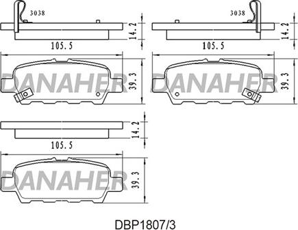 Danaher DBP1807/3 - Kit pastiglie freno, Freno a disco autozon.pro