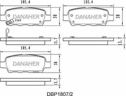 Danaher DBP1807/2 - Kit pastiglie freno, Freno a disco autozon.pro