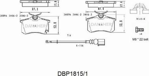 Danaher DBP1815/1 - Kit pastiglie freno, Freno a disco autozon.pro