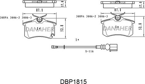 Danaher DBP1815 - Kit pastiglie freno, Freno a disco autozon.pro