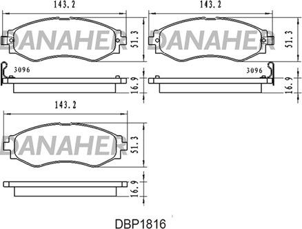 Danaher DBP1816 - Kit pastiglie freno, Freno a disco autozon.pro