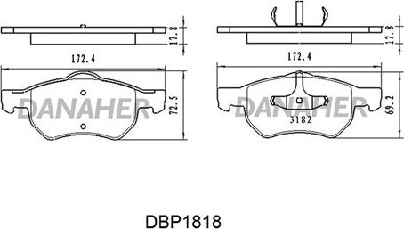 Danaher DBP1818 - Kit pastiglie freno, Freno a disco autozon.pro