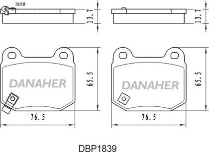 Danaher DBP1839 - Kit pastiglie freno, Freno a disco autozon.pro