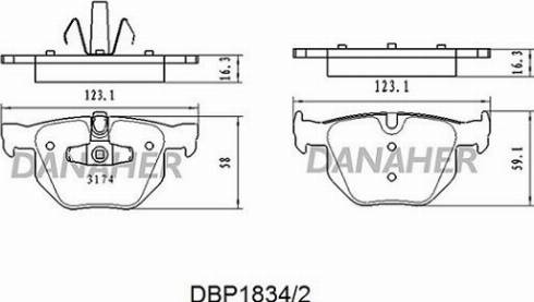 Danaher DBP1834/2 - Kit pastiglie freno, Freno a disco autozon.pro