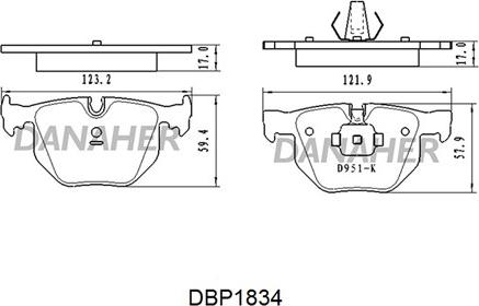 Danaher DBP1834 - Kit pastiglie freno, Freno a disco autozon.pro