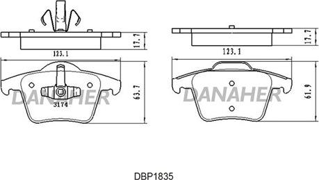 Danaher DBP1835 - Kit pastiglie freno, Freno a disco autozon.pro