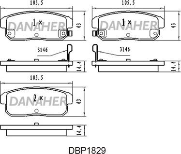 Danaher DBP1829 - Kit pastiglie freno, Freno a disco autozon.pro