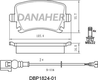 Danaher DBP1824-01 - Kit pastiglie freno, Freno a disco autozon.pro