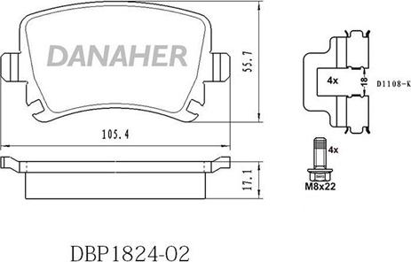 Danaher DBP1824-02 - Kit pastiglie freno, Freno a disco autozon.pro