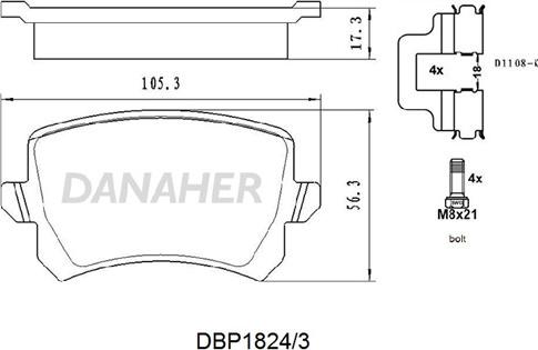 Danaher DBP1824/3 - Kit pastiglie freno, Freno a disco autozon.pro