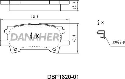 Danaher DBP1820-01 - Kit pastiglie freno, Freno a disco autozon.pro