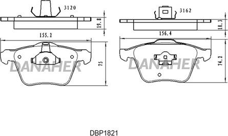 Danaher DBP1821 - Kit pastiglie freno, Freno a disco autozon.pro