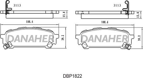 Danaher DBP1822 - Kit pastiglie freno, Freno a disco autozon.pro