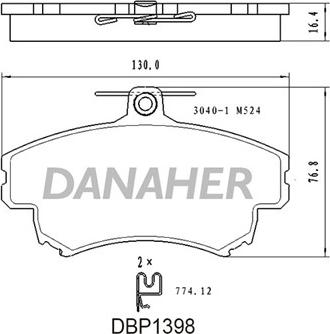 Danaher DBP1398 - Kit pastiglie freno, Freno a disco autozon.pro