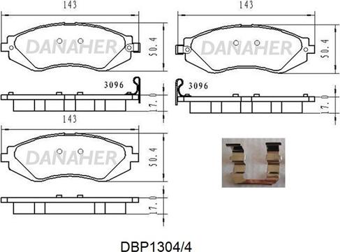 Danaher DBP1304/4 - Kit pastiglie freno, Freno a disco autozon.pro