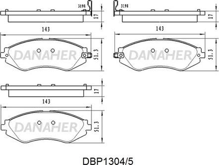 Danaher DBP1304/5 - Kit pastiglie freno, Freno a disco autozon.pro