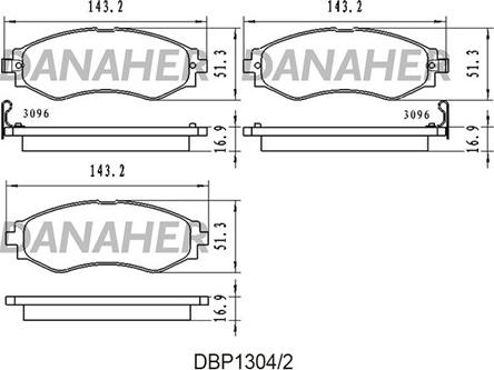 Danaher DBP1304/2 - Kit pastiglie freno, Freno a disco autozon.pro