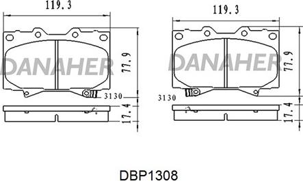 Danaher DBP1308 - Kit pastiglie freno, Freno a disco autozon.pro