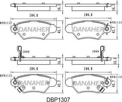 Danaher DBP1307 - Kit pastiglie freno, Freno a disco autozon.pro