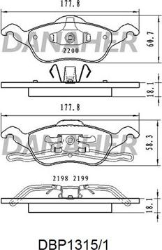 Danaher DBP1315/1 - Kit pastiglie freno, Freno a disco autozon.pro