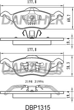 Danaher DBP1315 - Kit pastiglie freno, Freno a disco autozon.pro