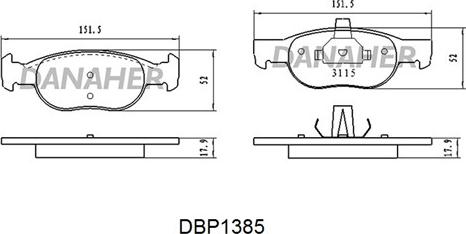 Danaher DBP1385 - Kit pastiglie freno, Freno a disco autozon.pro