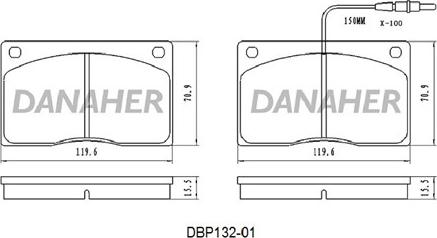 Danaher DBP132-01 - Kit pastiglie freno, Freno a disco autozon.pro