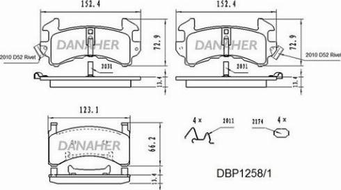 Danaher DBP1258/1 - Kit pastiglie freno, Freno a disco autozon.pro