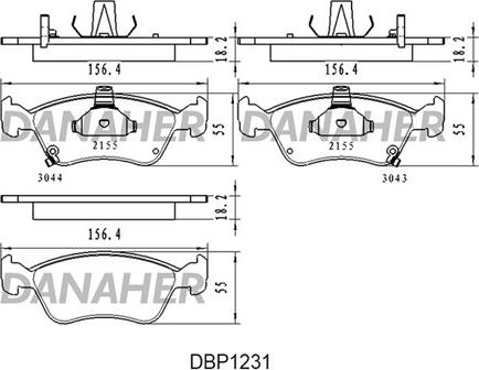 Danaher DBP1231 - Kit pastiglie freno, Freno a disco autozon.pro