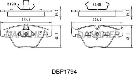 Danaher DBP1794 - Kit pastiglie freno, Freno a disco autozon.pro