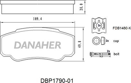 Danaher DBP1790-01 - Kit pastiglie freno, Freno a disco autozon.pro