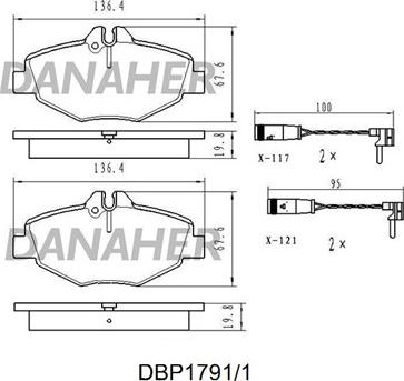 Danaher DBP1791/1 - Kit pastiglie freno, Freno a disco autozon.pro