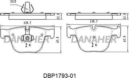 Danaher DBP1793-01 - Kit pastiglie freno, Freno a disco autozon.pro