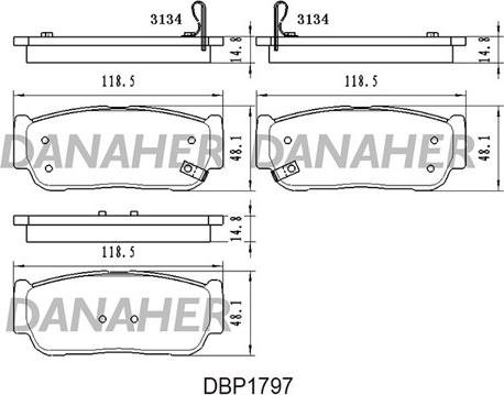 Danaher DBP1797 - Kit pastiglie freno, Freno a disco autozon.pro