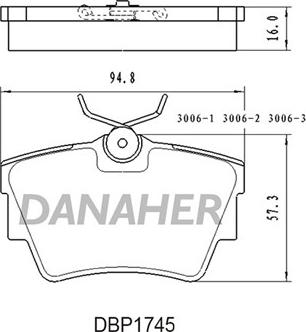 Danaher DBP1745 - Kit pastiglie freno, Freno a disco autozon.pro