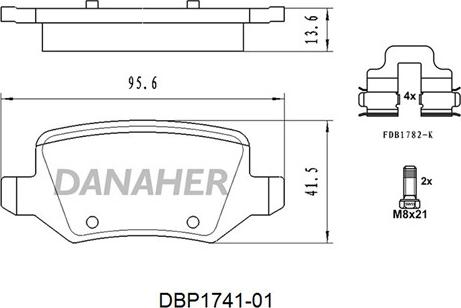 Danaher DBP1741-01 - Kit pastiglie freno, Freno a disco autozon.pro