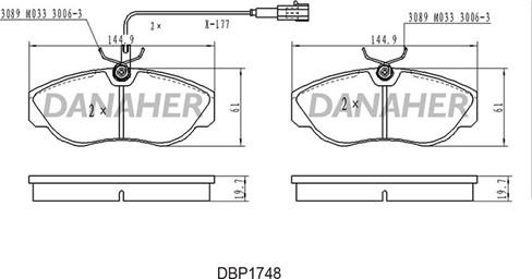 Danaher DBP1748 - Kit pastiglie freno, Freno a disco autozon.pro