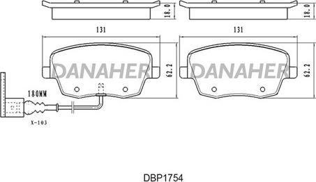 Danaher DBP1754 - Kit pastiglie freno, Freno a disco autozon.pro