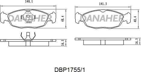 Danaher DBP1755/1 - Kit pastiglie freno, Freno a disco autozon.pro