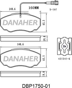 Danaher DBP1750-01 - Kit pastiglie freno, Freno a disco autozon.pro