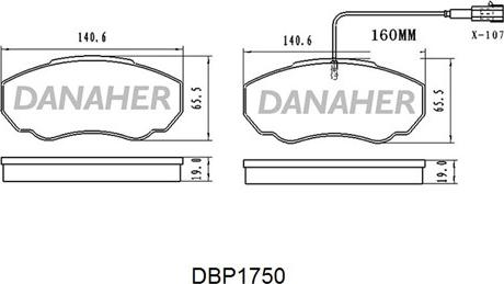 Danaher DBP1750 - Kit pastiglie freno, Freno a disco autozon.pro