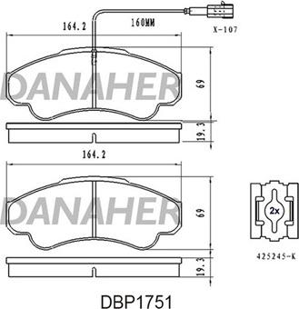 Danaher DBP175/1 - Kit pastiglie freno, Freno a disco autozon.pro