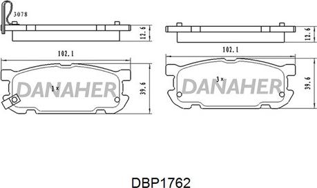 Danaher DBP1762 - Kit pastiglie freno, Freno a disco autozon.pro