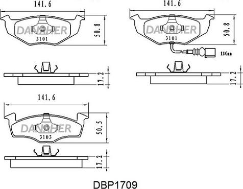 Danaher DBP1709 - Kit pastiglie freno, Freno a disco autozon.pro