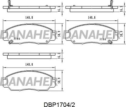 Danaher DBP1704/2 - Kit pastiglie freno, Freno a disco autozon.pro