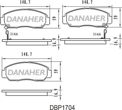 Danaher DBP1704 - Kit pastiglie freno, Freno a disco autozon.pro